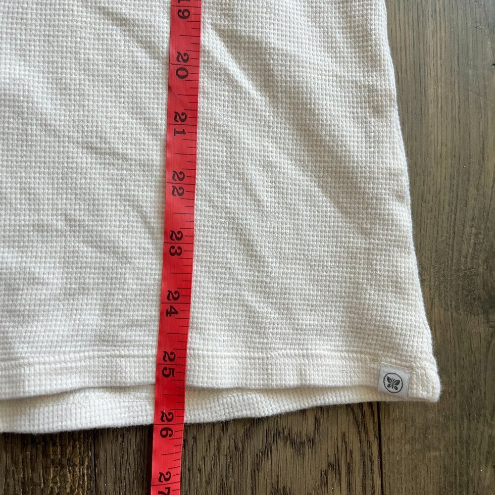 Organic Cotton Waffle Knit Henley Ivory Cream Size L Neutral Basic Minimalist - Picture 5 of 5